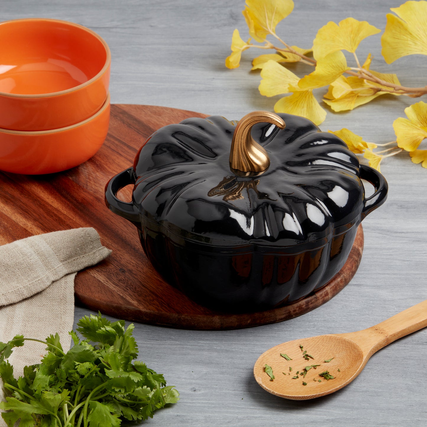 Cast Iron Pumpkin Dutch Ovens (Black, White & Orange)