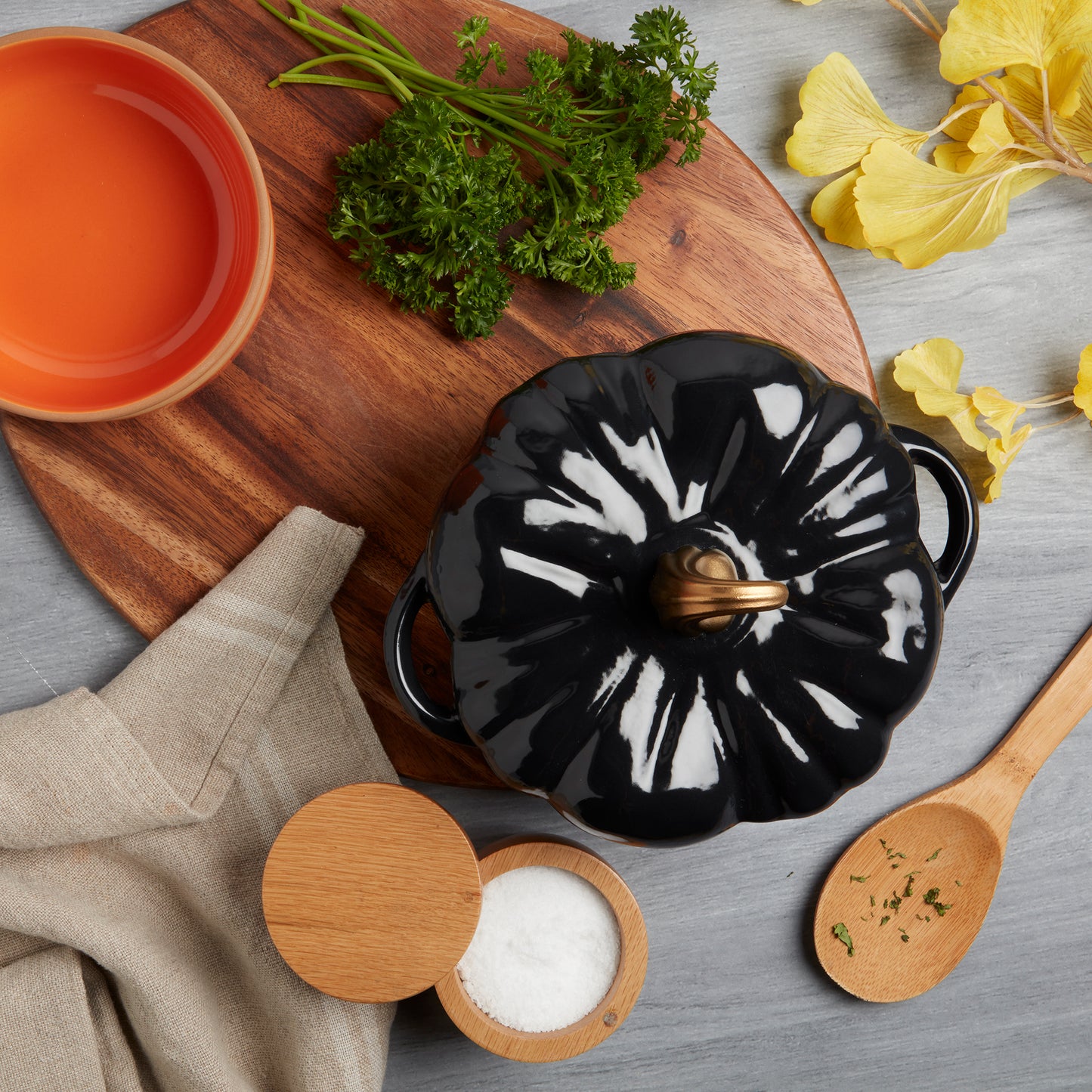 Cast Iron Pumpkin Dutch Ovens (Black, White & Orange)