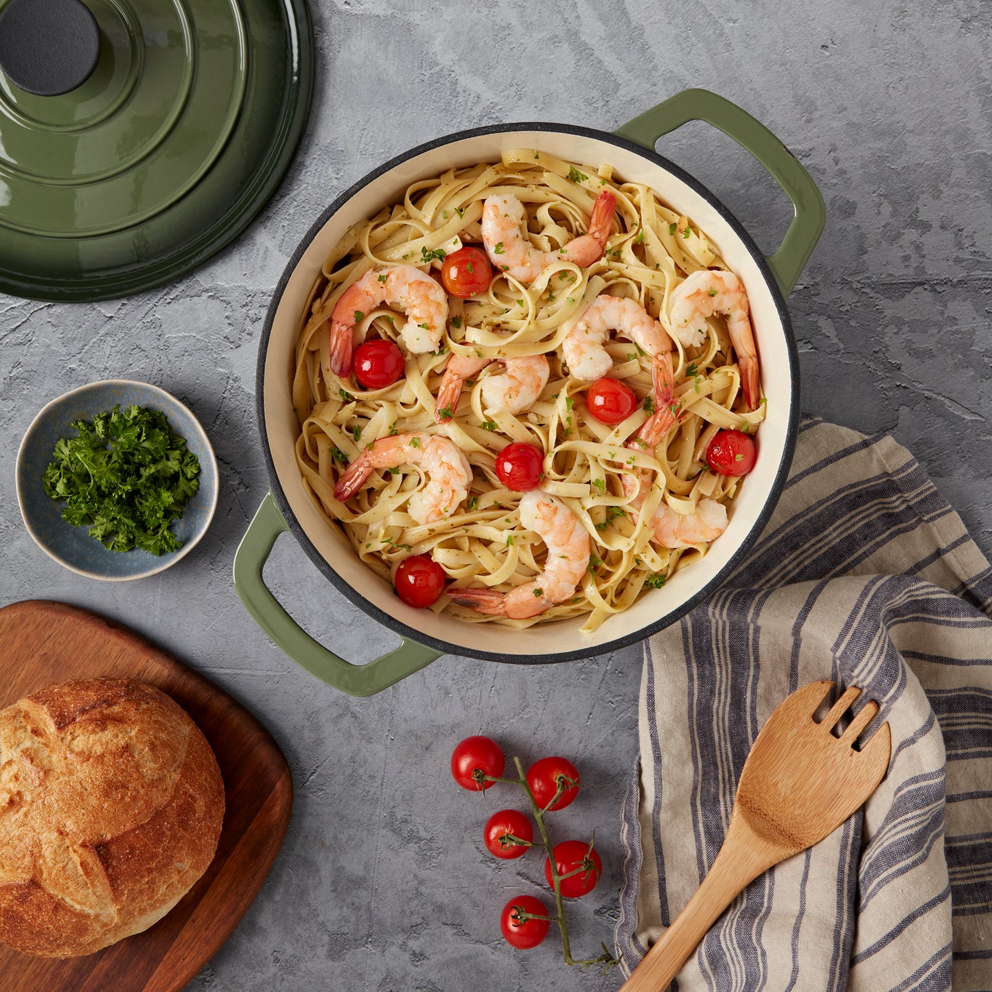 3-Quart Enameled Cast Iron Dutch Oven (Red, White, Blue, Green, Gray)