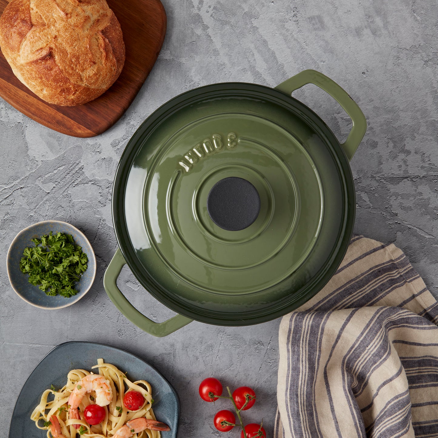 3-Quart Enameled Cast Iron Dutch Oven (Red, White, Blue, Green, Gray)