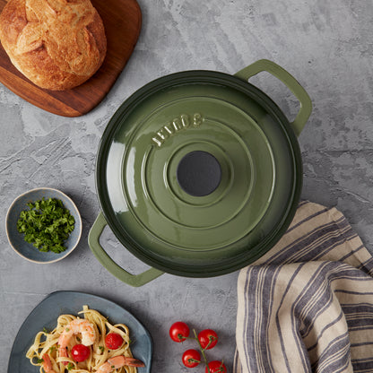 3-Quart Enameled Cast Iron Dutch Oven (Red, White, Blue, Green, Gray)