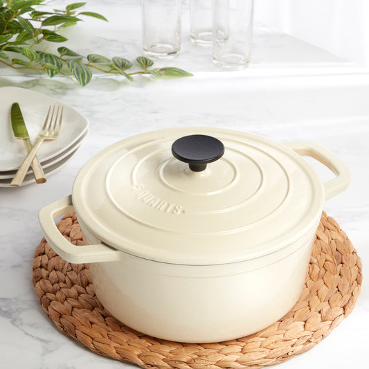 5-Quart Enameled Cast Iron Dutch Oven, White