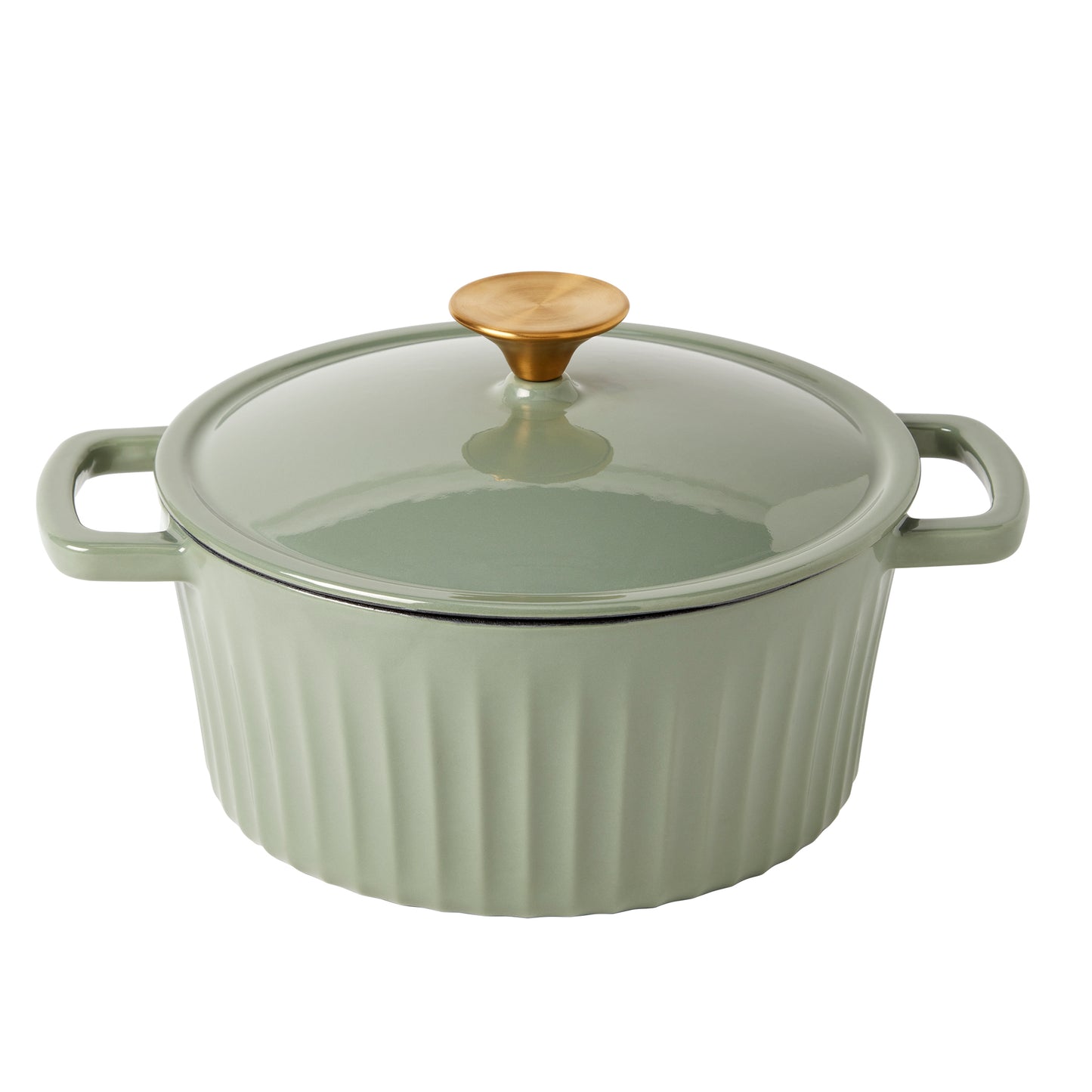 3-Quart Fluted Enameled Cast Iron Dutch Oven (White, Sage)