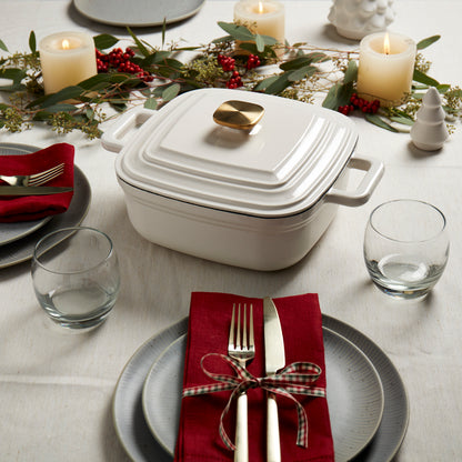 4-Quart Enameled Cast Iron Square Dutch Ovens, White