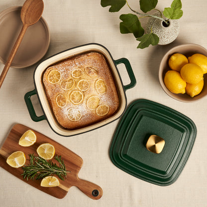 4-Quart Enameled Cast Iron Square Dutch Ovens, Evergreen