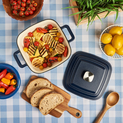 4-Quart Enameled Cast Iron Square Dutch Ovens, Midnight Blue