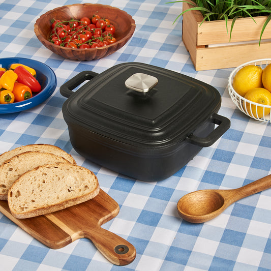 4-Quart Enameled Cast Iron Square Dutch Ovens, Black