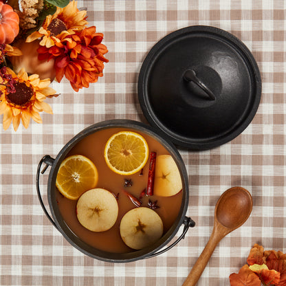 6-Quart Cast Iron Cauldron Pot with Handle