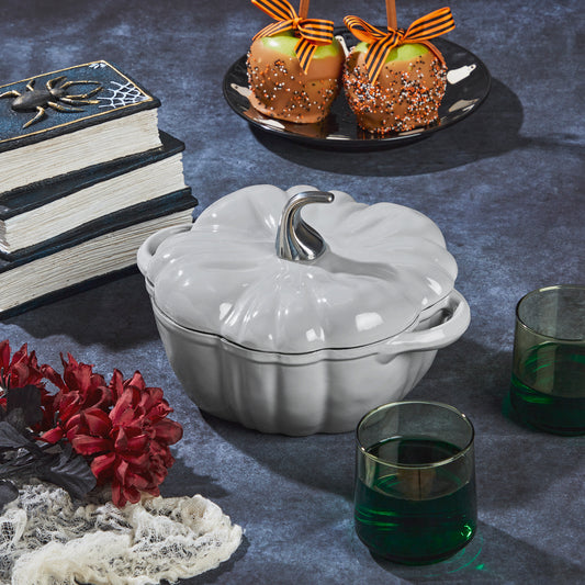 2-Quart / 4-Quart Enameled Cast Iron Pumpkin Dutch Ovens, Silver
