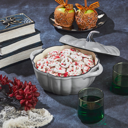 *PREORDER* 2-Quart / 4-Quart Enameled Cast Iron Pumpkin Dutch Ovens, Silver
