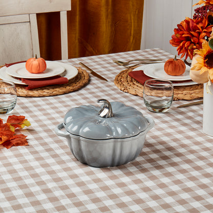 *PREORDER* 2-Quart / 4-Quart Enameled Cast Iron Pumpkin Dutch Ovens, Silver