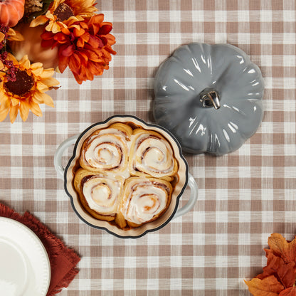 *PREORDER* 2-Quart / 4-Quart Enameled Cast Iron Pumpkin Dutch Ovens, Silver