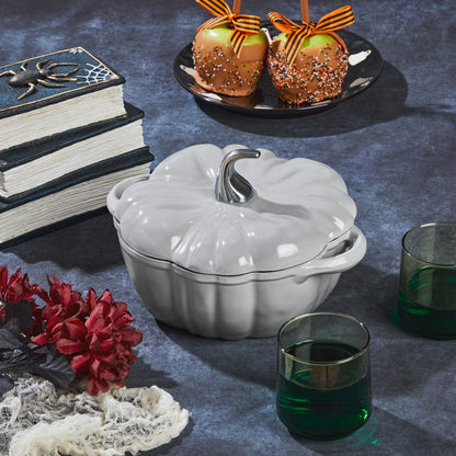 *PREORDER* 2-Quart / 4-Quart Enameled Cast Iron Pumpkin Dutch Ovens, Silver