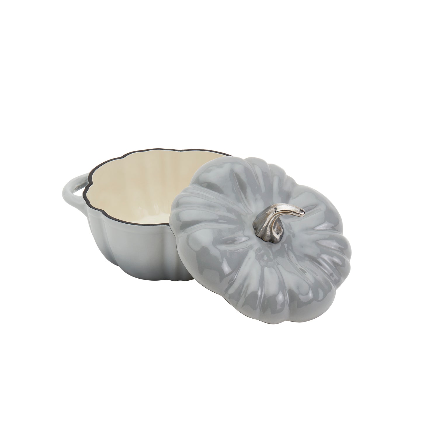 *PREORDER* 2-Quart / 4-Quart Enameled Cast Iron Pumpkin Dutch Ovens, Silver