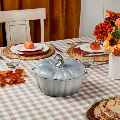*PREORDER* 2-Quart / 4-Quart Enameled Cast Iron Pumpkin Dutch Ovens, Silver