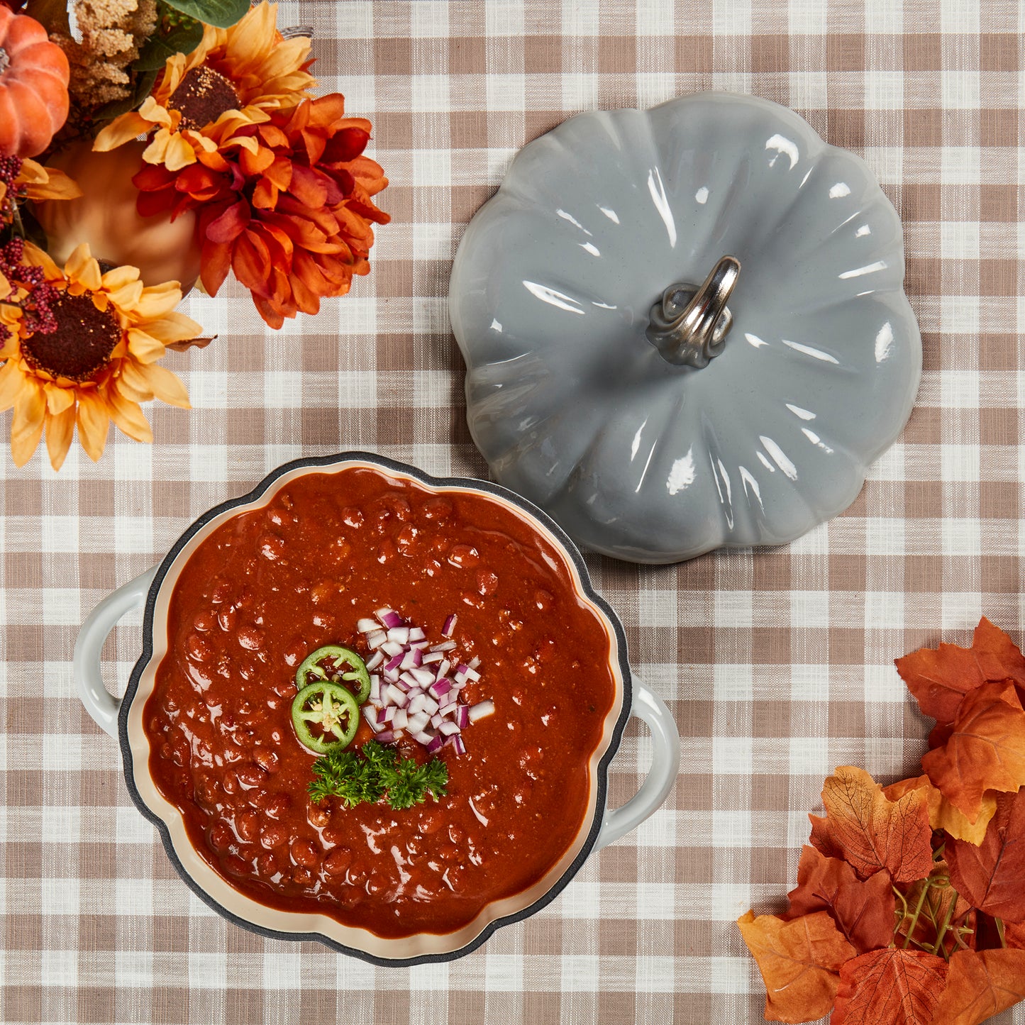 *PREORDER* 2-Quart / 4-Quart Enameled Cast Iron Pumpkin Dutch Ovens, Silver
