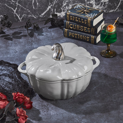 *PREORDER* 2-Quart / 4-Quart Enameled Cast Iron Pumpkin Dutch Ovens, Silver