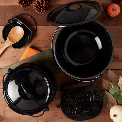 Enameled Cast Iron Cauldron Pot with Handle